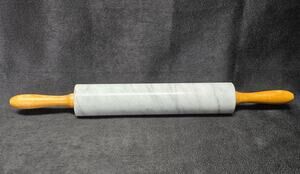 Heavy Duty Solid Marble Stone Rolling Pin w. Wood Handles 18"